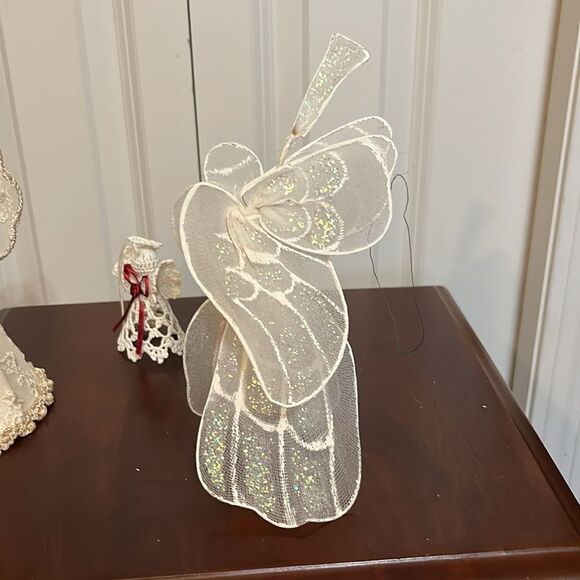 Crochet Lace Angel Holiday Ornament Decoration Set of 3 Bundle Vintage - Picture 8 of 8